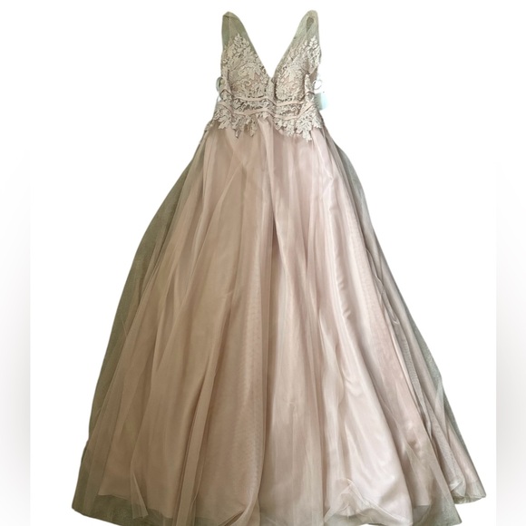 Watters Bridesmaids Aria Lace V-Neck Tulle Gown 6603-Brielle in Blush New Sz 4 - Picture 11 of 12